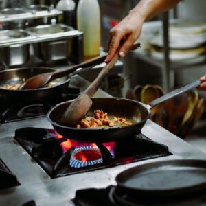 a chef cooking