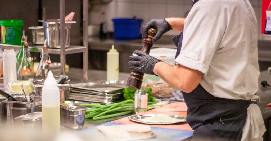 a chef cooking