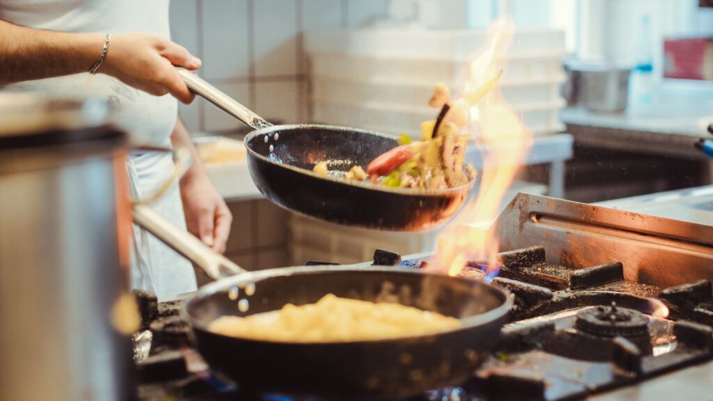 cooking with flames
