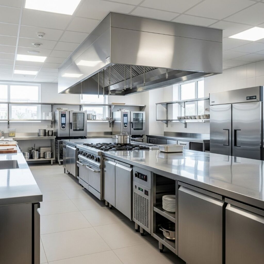 modern and clean commercial kitchen space for rent
